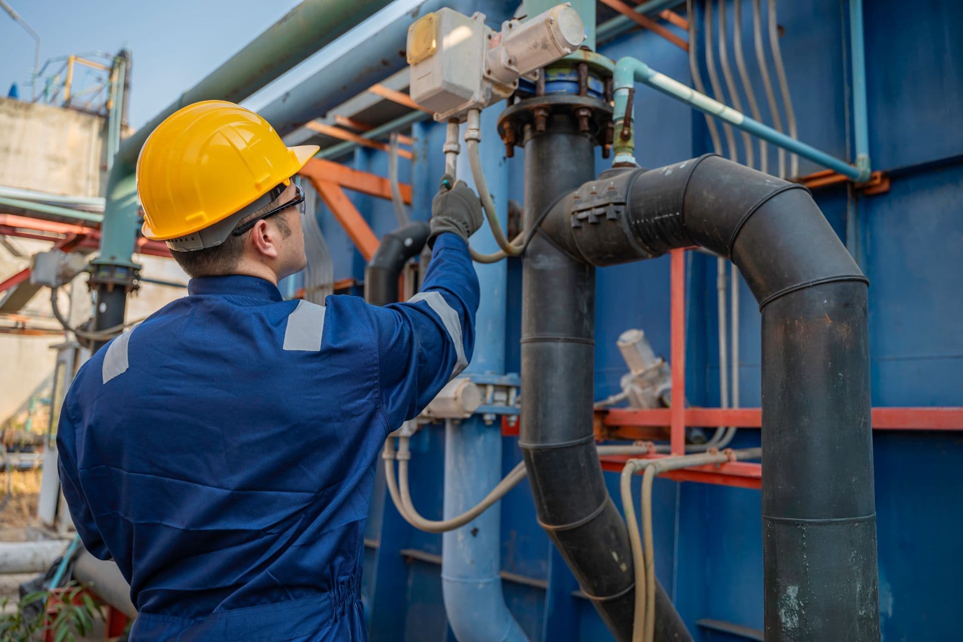 Engineer working on a water treatment system