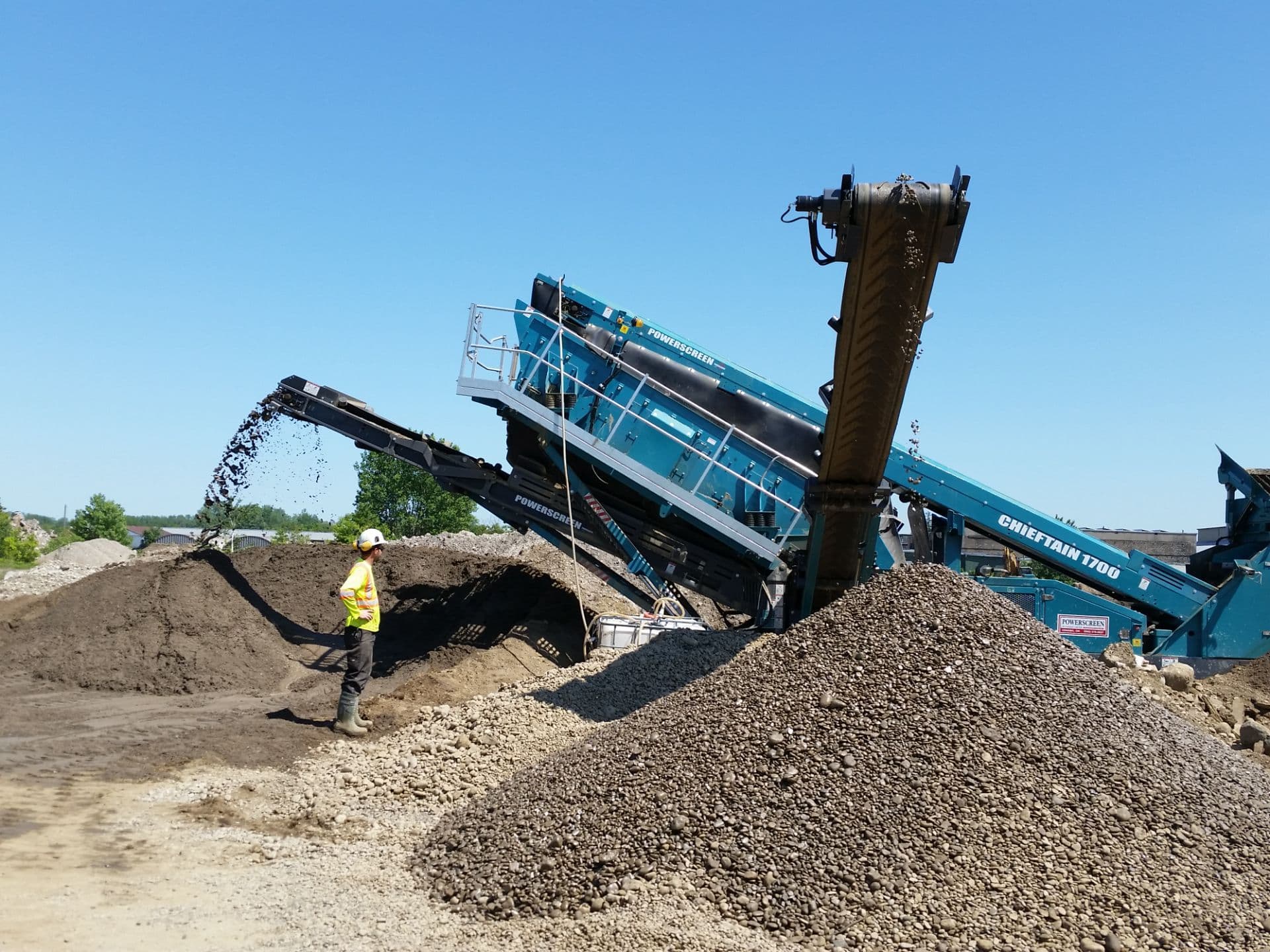 Soil washing & screening process with large machinery