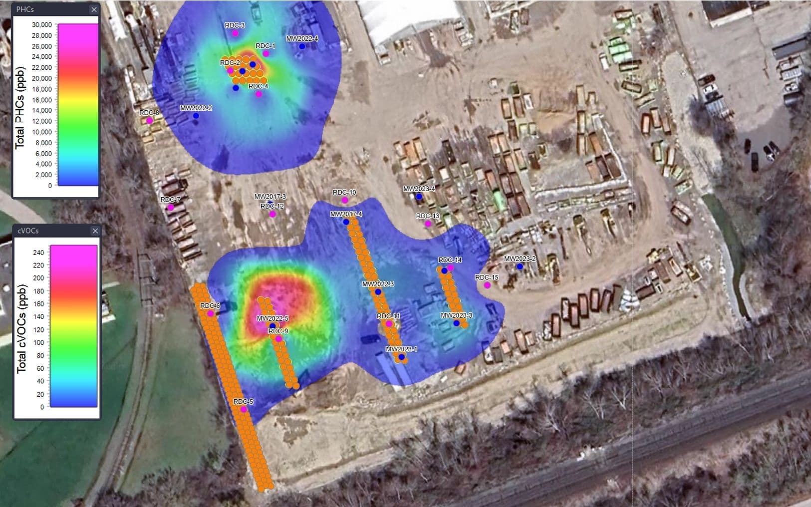 Case Study #1: Site Plan, Contaminant Plumes and Remedial Injection Layout